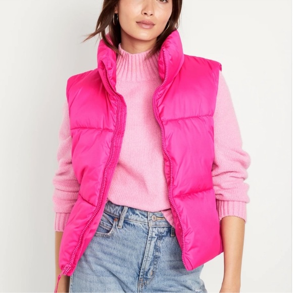 NWT OLD NAVY Quilted Puffer Vest Color: Pink Flamingo SIZE X-LARGE - Picture 1 of 5